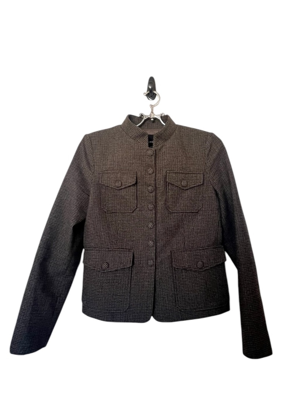 Mango Micro-Houndstooth Wool Jacket Size Small - Picture 4 of 15